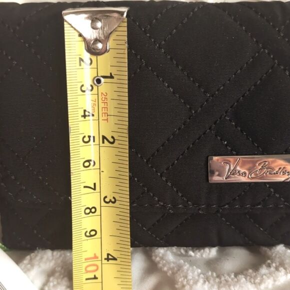 Vera Bradley Trifold Wallet Black Quilted Slim Sleek Clutch Microfiber NWT - Picture 15 of 17